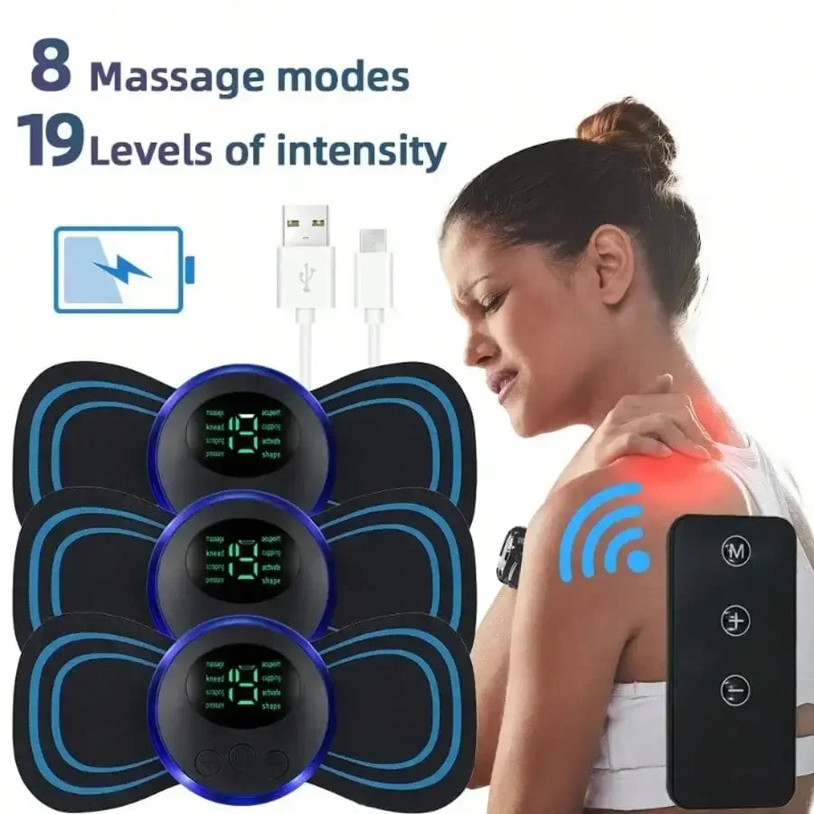 EMS Muscle Stimulator Electric Massager with Patches & Remote