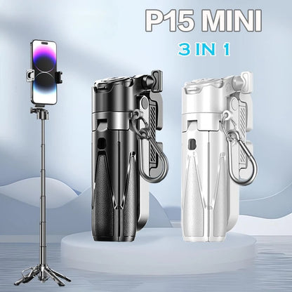 Mini Selfie Stick Tripod with One-Touch Remote & Carabiner Clip