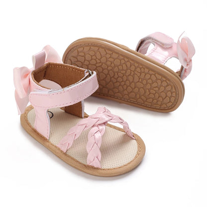 Baby Girl Pink Bow Sandals – Soft Sole Anti-Slip (0-18 Months)