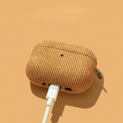 Corduroy AirPods Case with Carabiner Clip – Anti-Scratch Fabric Cover