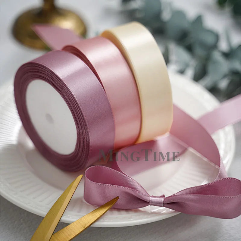 Satin Ribbon 25 Yards – 6mm to 50mm Wide, Multiple Colors