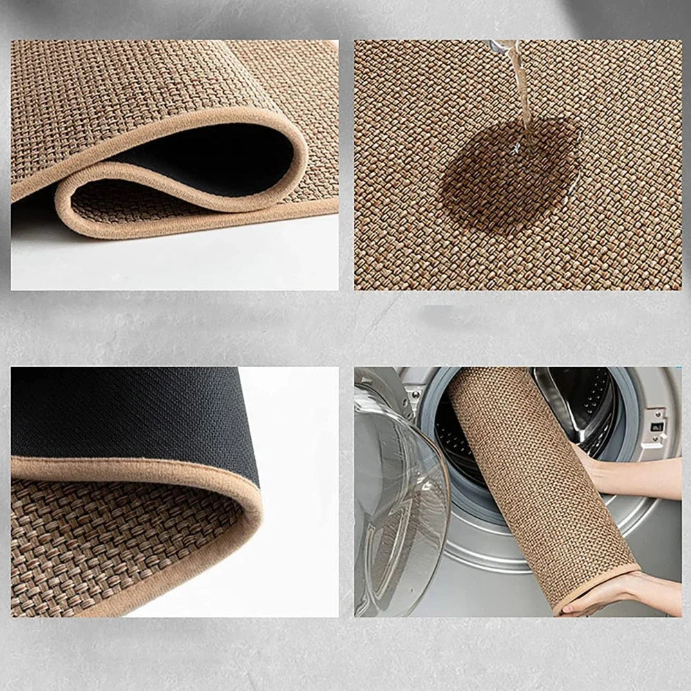 Washable Non Slip Faux Sisal Kitchen Runner Rug