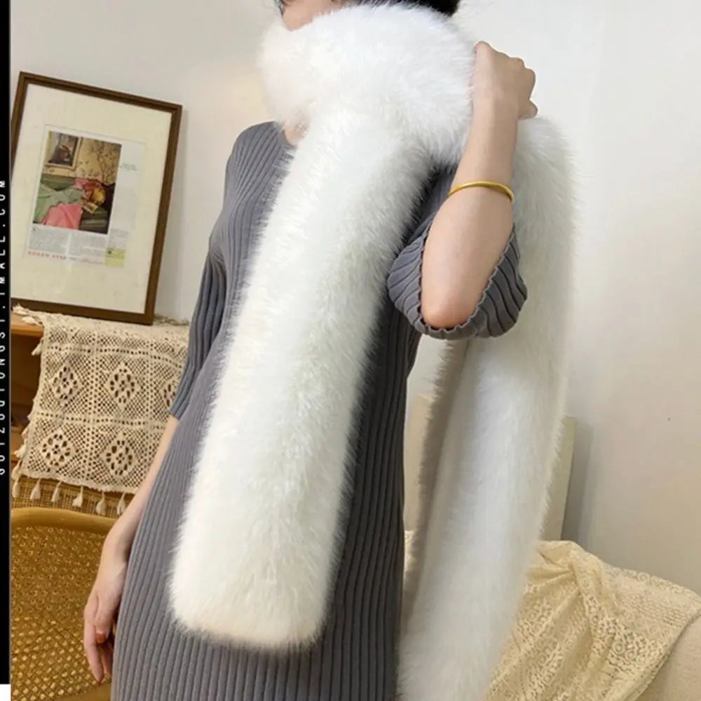 Faux Fur Long Scarf – Soft Plush Wrap Shawl for Women