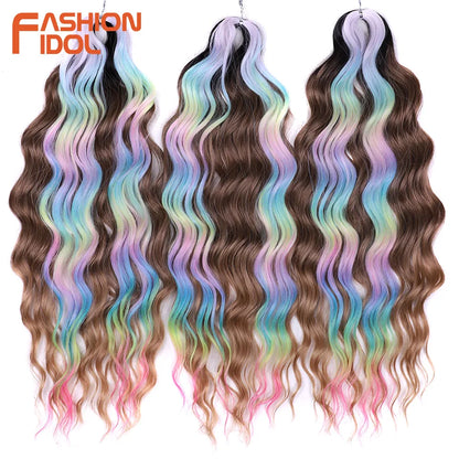 Deep Wave Braiding Hair Extensions 24 Inch – Synthetic Water Wave Crochet Hair