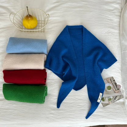 100% Wool Triangle Scarf for Women – Warm Knit Shawl & Pashmina Wrap