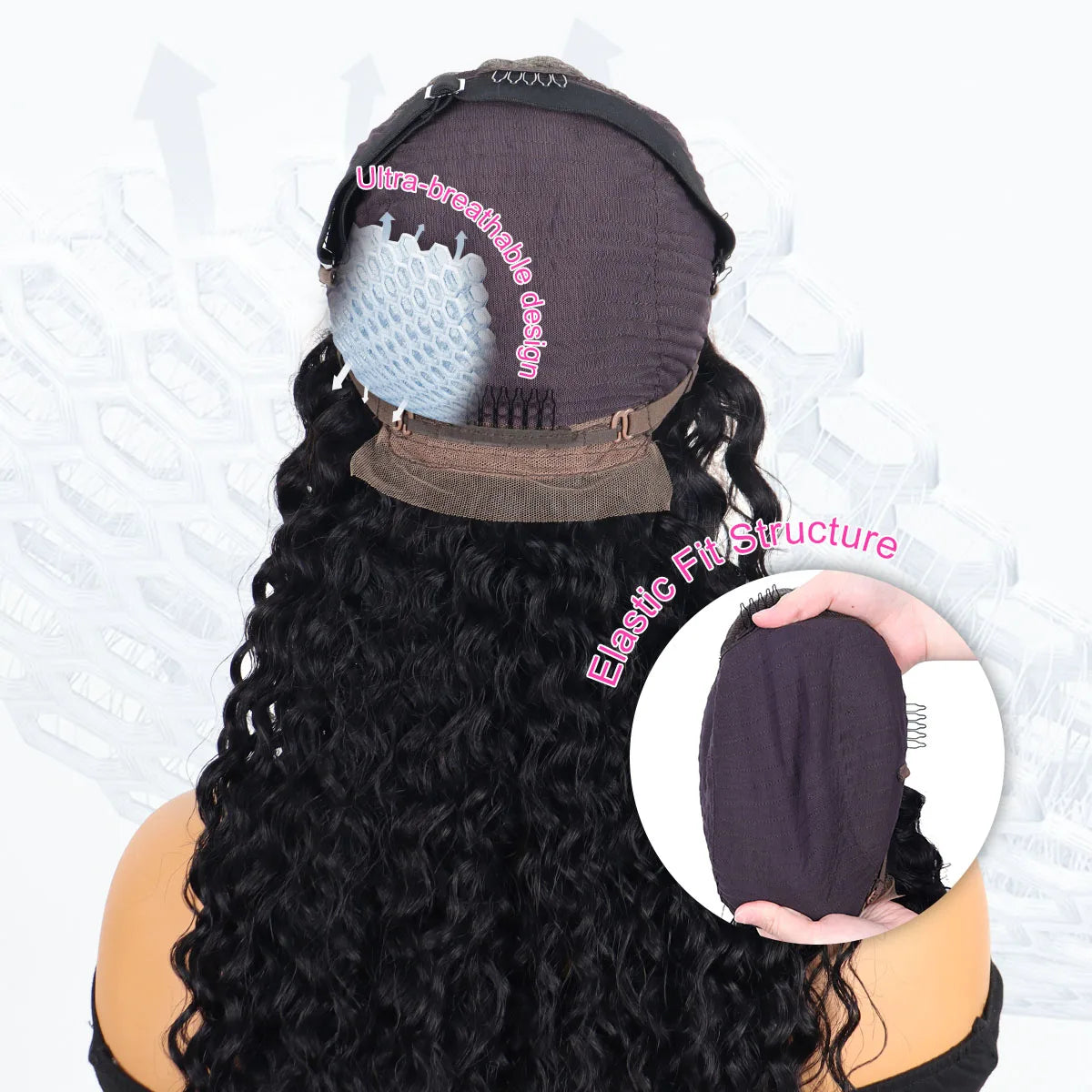 Deep Water Wave Human Hair Lace Front Wig 13x4 HD Lace 18-42 Inch Natural Black
