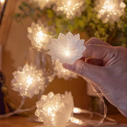 LED Fiber Optic Flower Fairy Lights – Battery Operated Warm White Garland