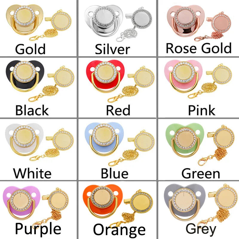Luxury Bling Baby Pacifier & Clip Set – Personalized Newborn Dummy