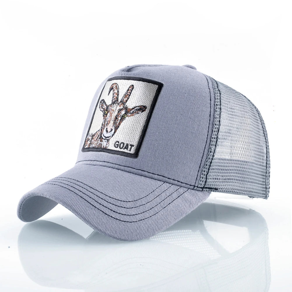 Unisex Embroidered Animal Patch Trucker Snapback Cap