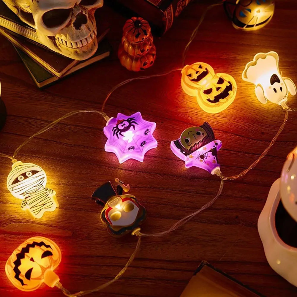 Halloween LED String Lights – Pumpkin, Ghost & Spider Web Lanterns