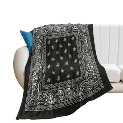 Paisley Bandana Print Throw Blanket Soft Micro Plush