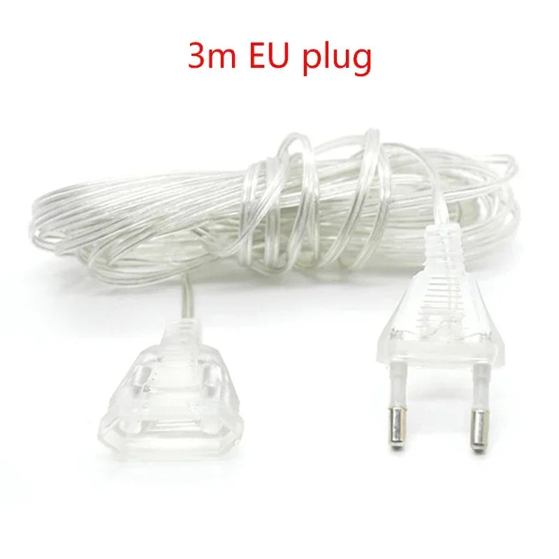 EU Plug Power Extension Cord for LED String Lights