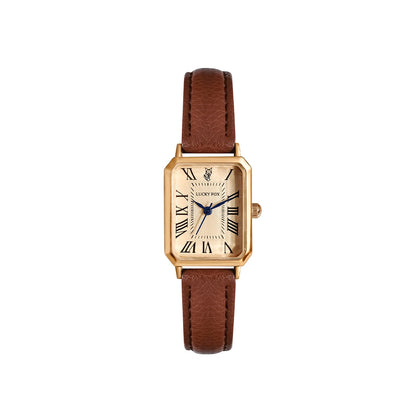 Women's Square Dial Quartz Watch with Leather Strap