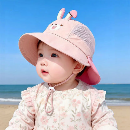 Kids Cartoon Animal Ear Sun Hat with Breathable Mesh