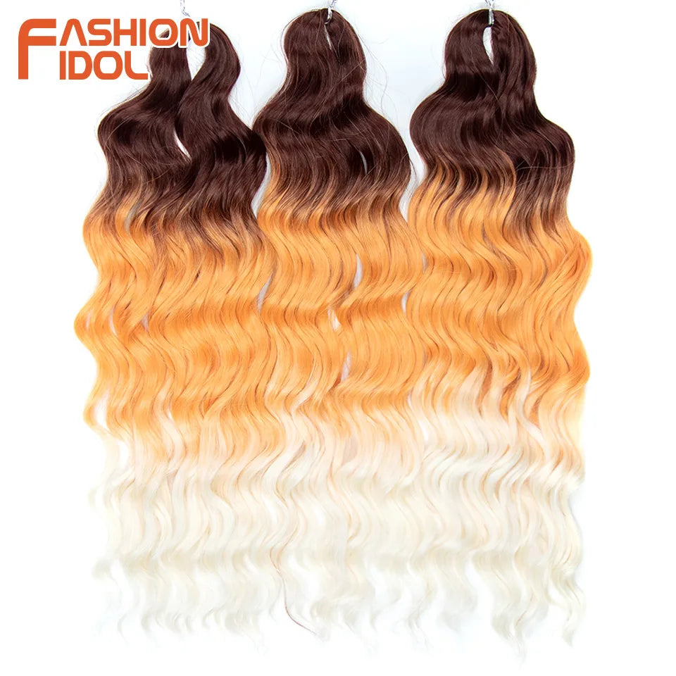Deep Wave Braiding Hair Extensions 24 Inch – Synthetic Water Wave Crochet Hair