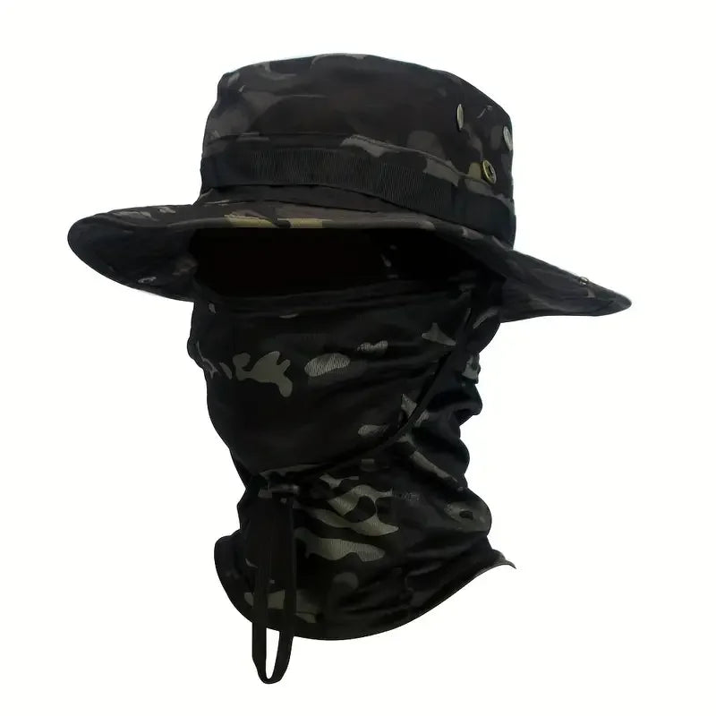 Boonie Hat with Face Cover – Wide Brim Tactical Sun Hat