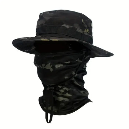 Boonie Hat with Face Cover – Wide Brim Tactical Sun Hat
