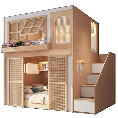 Partitioned High Low Bunk Bed with Private Sleeping Areas