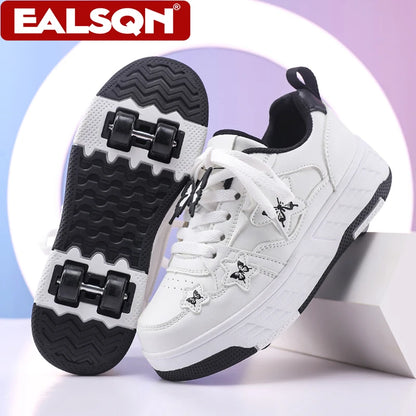 Kids Roller Skate Shoes with Wheels – Butterfly 4-Wheel Sneakers