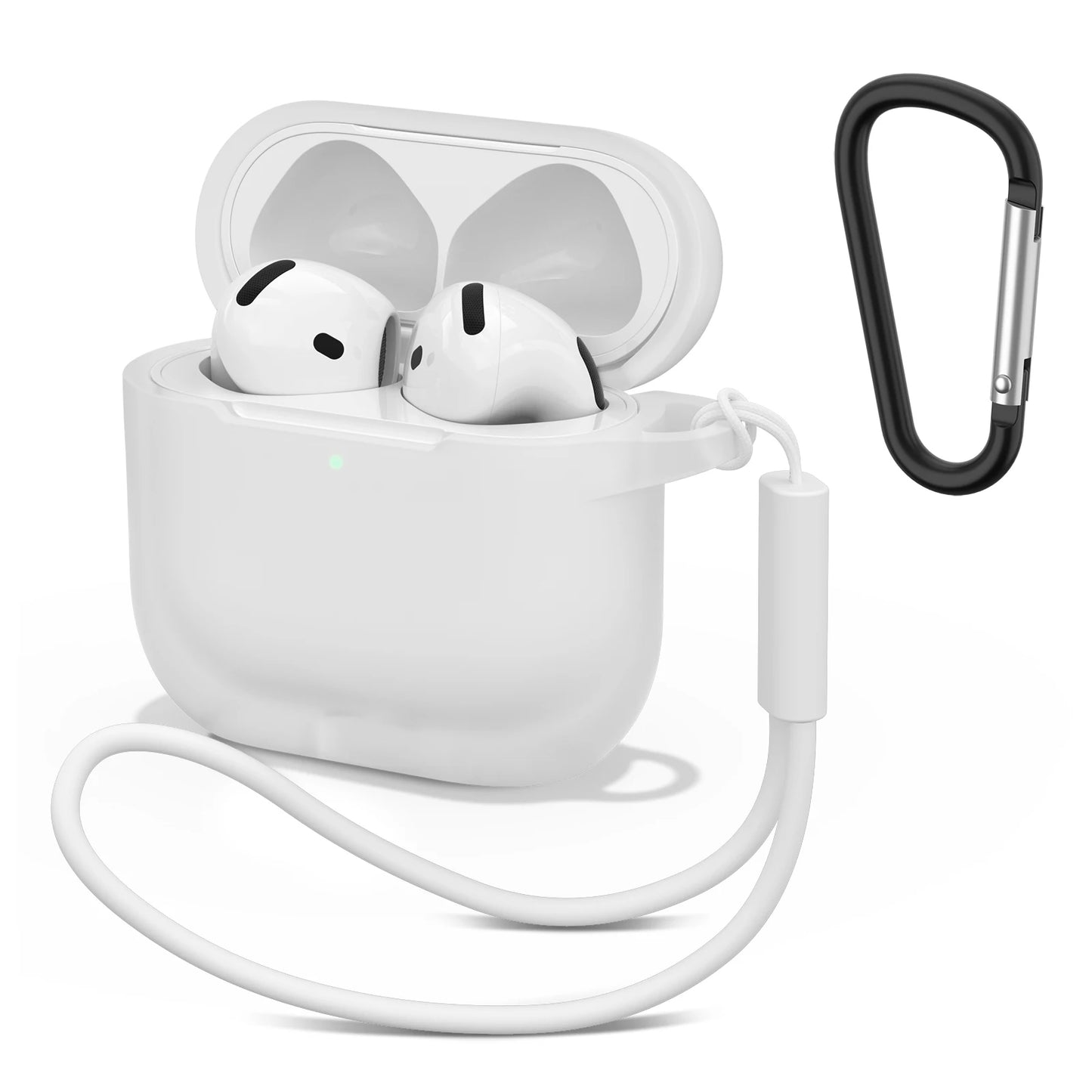 Silicone AirPods 4 Case with Wrist Strap & Carabiner Clip