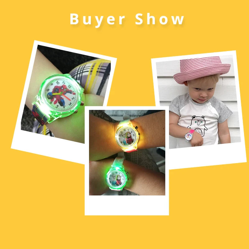 Kids Cartoon LED Light Wrist Watch – Silicone Strap Children's Watch