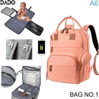 Diaper Bag Backpack with Changing Pad & USB Charging Port