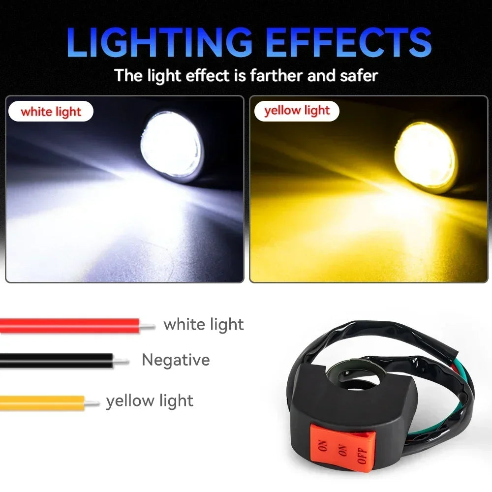 Motorcycle LED Projector Headlight Dual Color Fog Driving Lamp