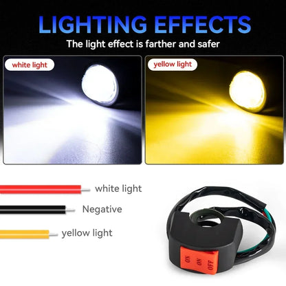 Motorcycle LED Projector Headlight Dual Color Fog Driving Lamp