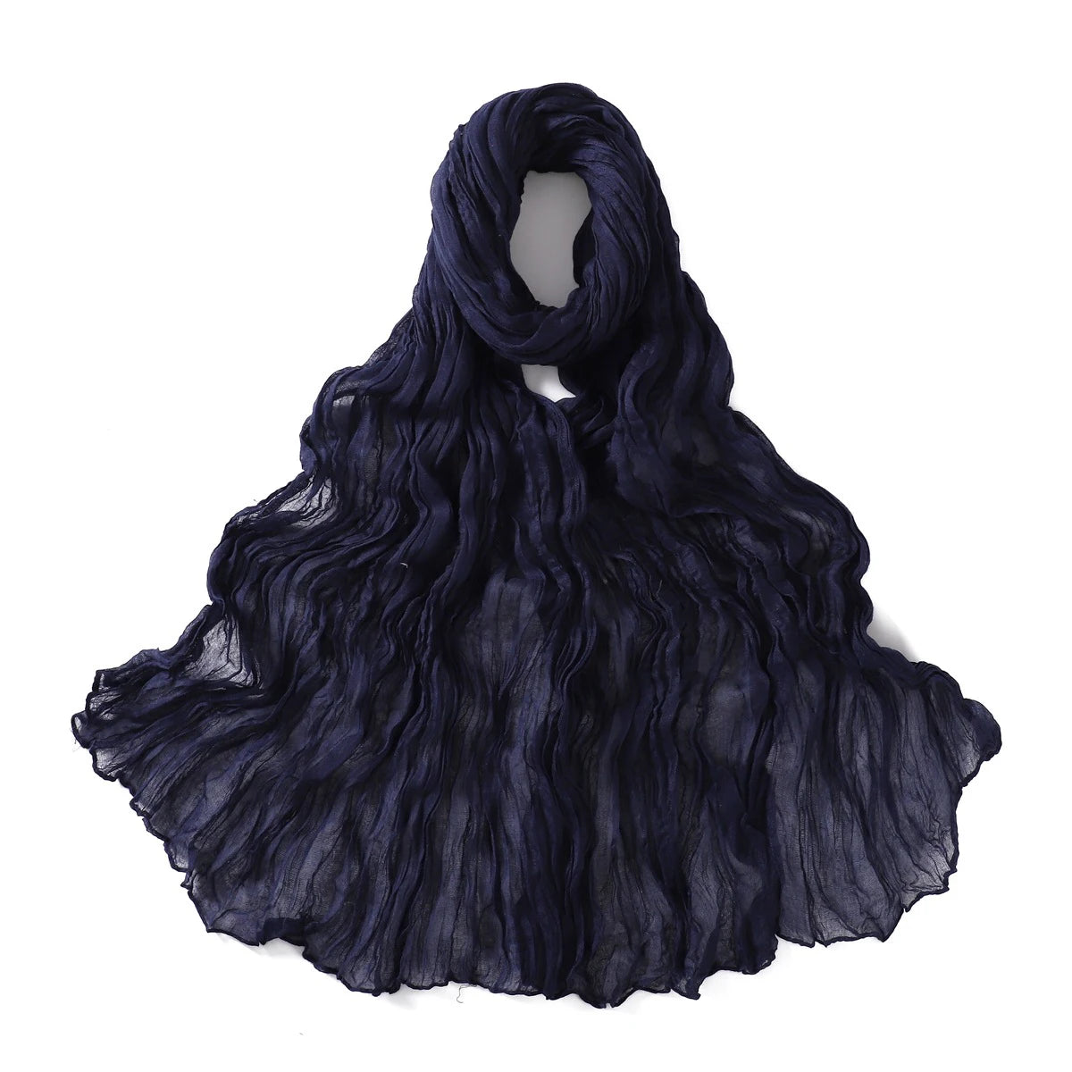 Women's Crinkle Cotton Voile Scarf – Lightweight Solid Color Shawl