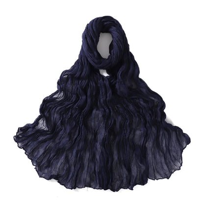 Women's Crinkle Cotton Voile Scarf – Lightweight Solid Color Shawl