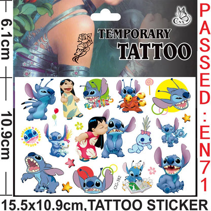 Disney Stitch Temporary Tattoo Stickers Water Transfer Kids Party