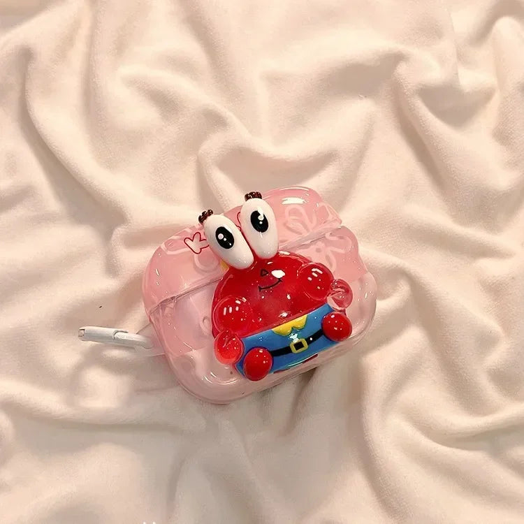 Cute 3D Mr. Krabs AirPods Case – Fun Cartoon Character Cover