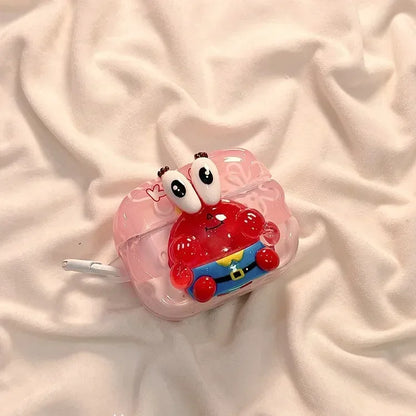 Cute 3D Mr. Krabs AirPods Case – Fun Cartoon Character Cover
