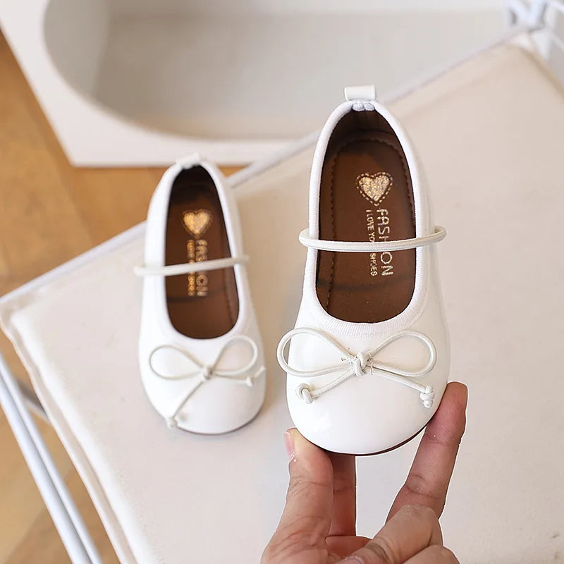 Girls Ballet Flats with Bow – Soft PU Leather Mary Jane Shoes for Kids & Toddlers