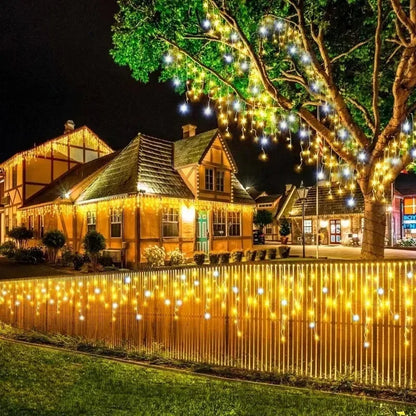 LED Icicle Curtain Fairy Lights Outdoor – Warm White Flash String Light