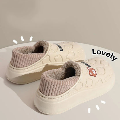 Waterproof Plush Bear Slippers – Warm Anti-Slip Indoor Outdoor Shoes