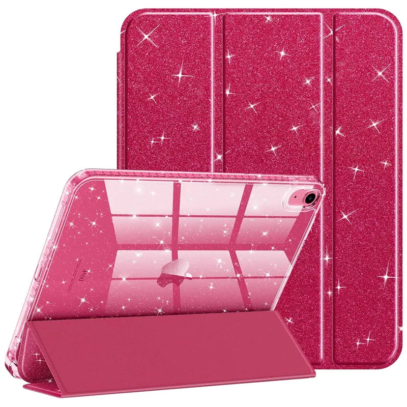 iPad Case with Pencil Holder Smart Glitter Cover – Pro, Air, Mini, All Gen