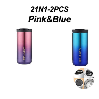 Stainless Steel Vacuum Thermos Coffee Mug 400ml – Leakproof Travel Cup