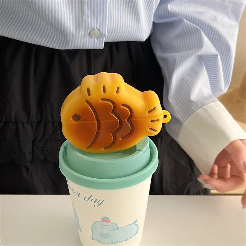 3D Taiyaki AirPods Case – Cute Cartoon Silicone Protective Cover