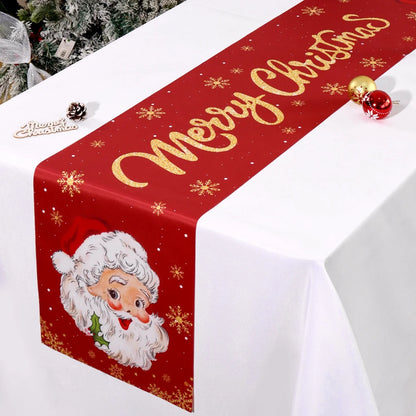 Christmas Table Runner – Festive Gnome & Santa Holiday Tablecloth