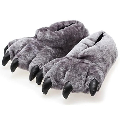 Animal Paw Slippers – Unisex Fluffy Bear Claw House Shoes