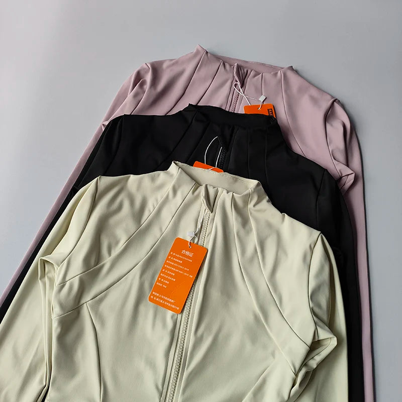 Women's Zip-Up Athletic Jacket – Long Sleeve Workout Coat