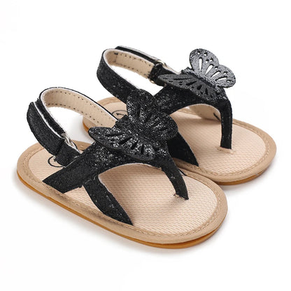 Baby Butterfly Sandals – Glitter Soft Sole Summer Shoes