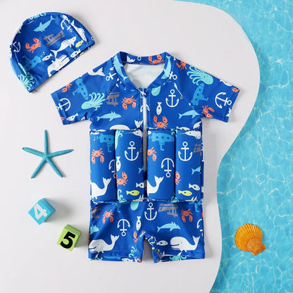 Kids Cartoon Buoyancy One Piece Swimsuit