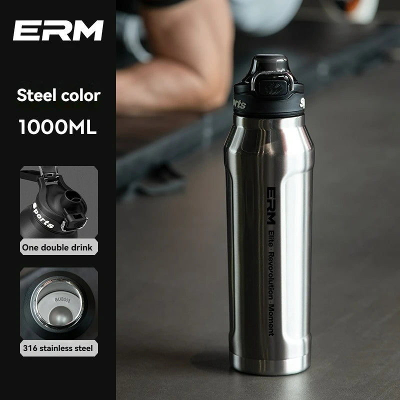 Insulated Sports Water Bottle Stainless Steel Double Wall with Handle