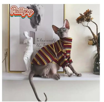 Hairless Cat Shirt – Retro Animal Print Short Sleeve Vest