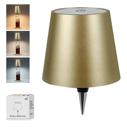 Wireless Bottle Lamp – Touch Control, 3-Color Stepless Dimming for Bar & Restaurant