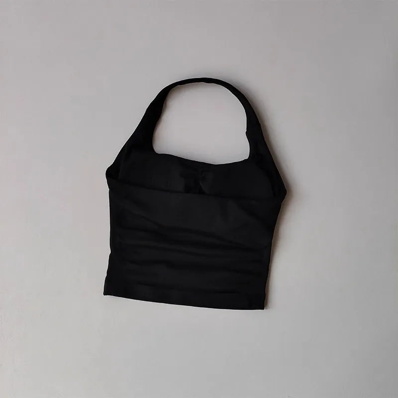 Women's Halter Neck High Support Sports Bra – Backless Yoga Top
