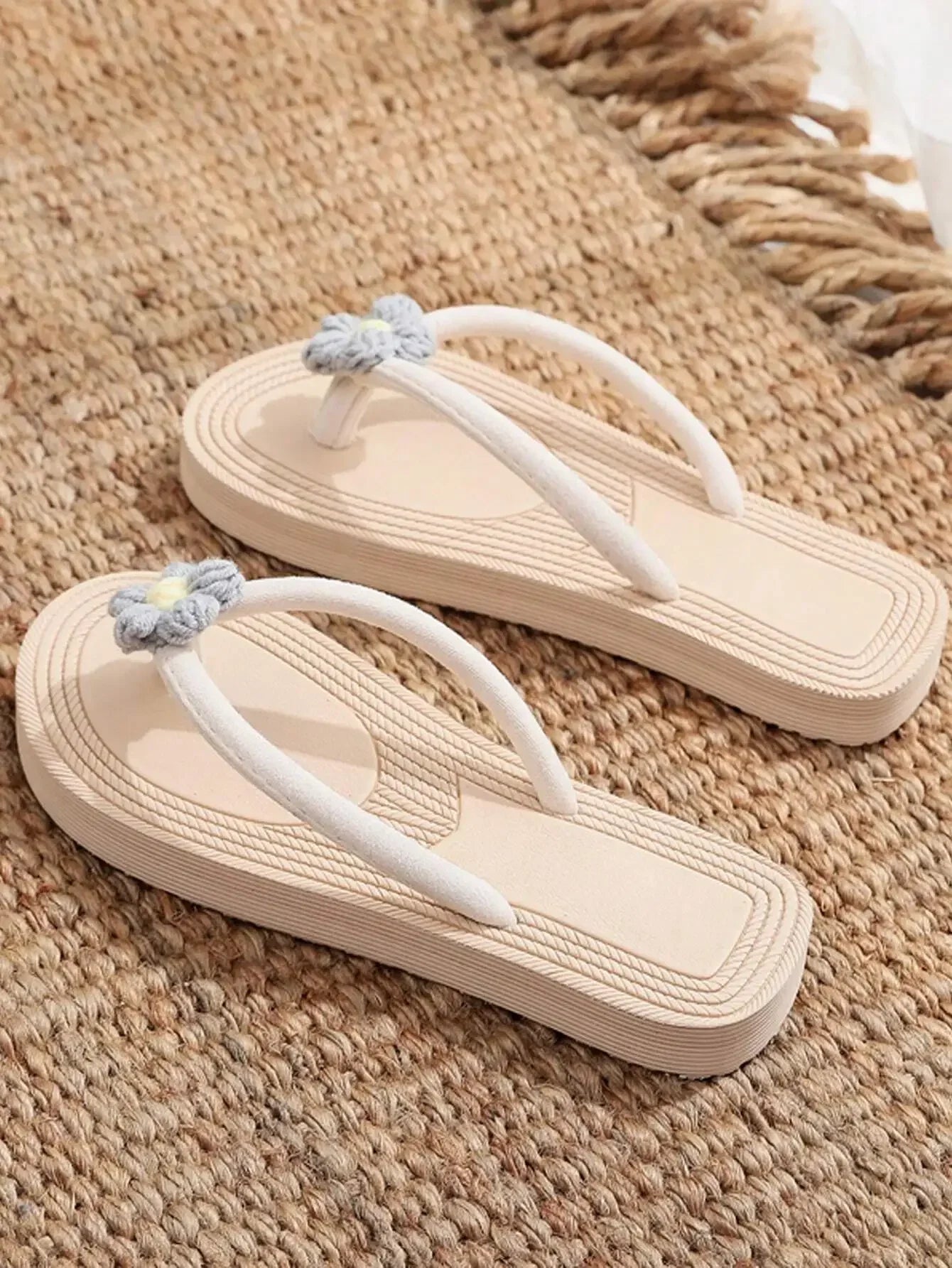 Women's Flower Thong Flip Flops Flat Open Toe Beach Sandals