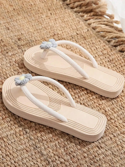 Women's Flower Thong Flip Flops Flat Open Toe Beach Sandals